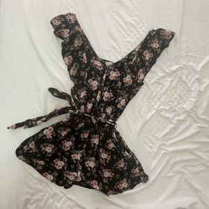 AE Floral Black and Pink Romper XS